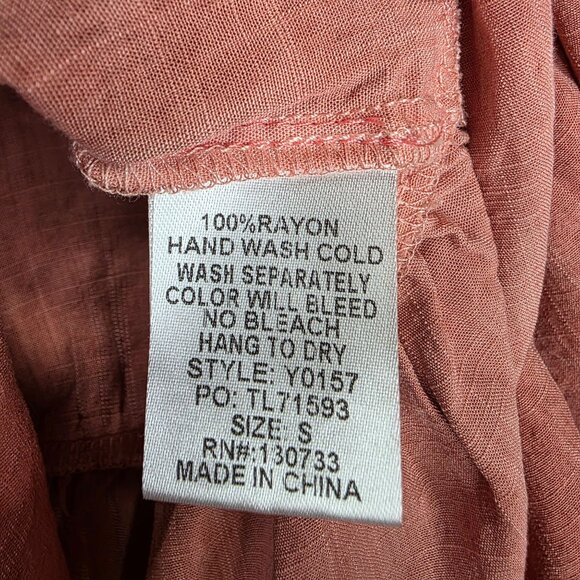 Womens Umgee Rose Pink Tiered Ruffle Mini Skirt 100% Rayon Elastic Waist Size S - Picture 4 of 8